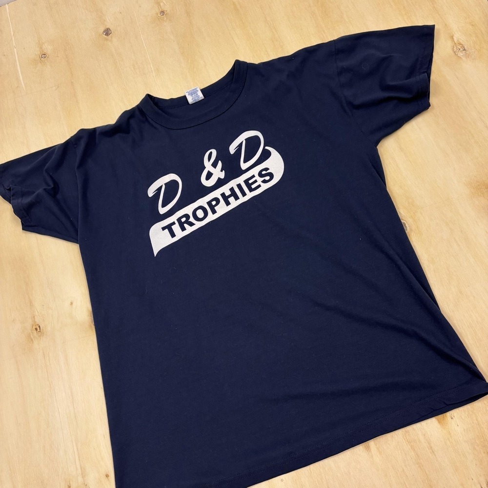 Vintage Russell Athletic D & D Trophies Shirt Men Large Navy Blue 15 Tee T-Shirt
